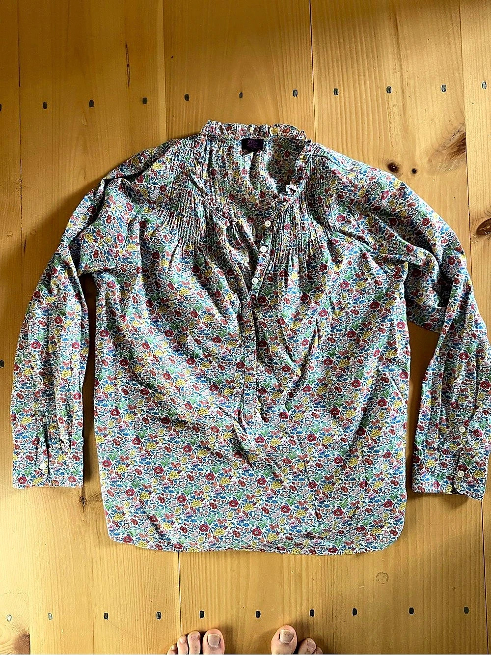J.Crew Liberty Floral Cotton Blouse in Blue & Red Size 4